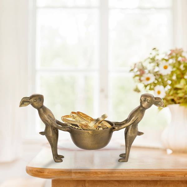 Rabbit Pair Jewelry Holder Bow By SPI Home | Decorative Bowls | Modishstore-2