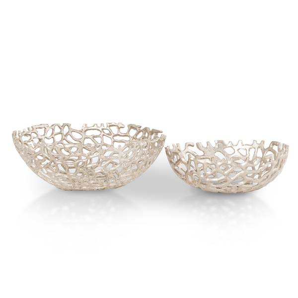 Nickel Finish Round Bowls S/2 By SPI Home | Bowls | Modishstore-3