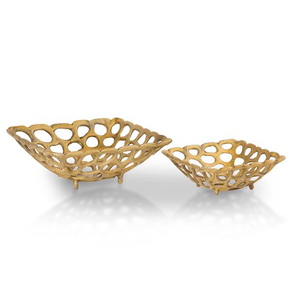 Brass Finish Square Bowls S/2 By SPI Home | Bowls | Modishstore-2
