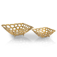 Brass Finish Square Bowls S/2 By SPI Home