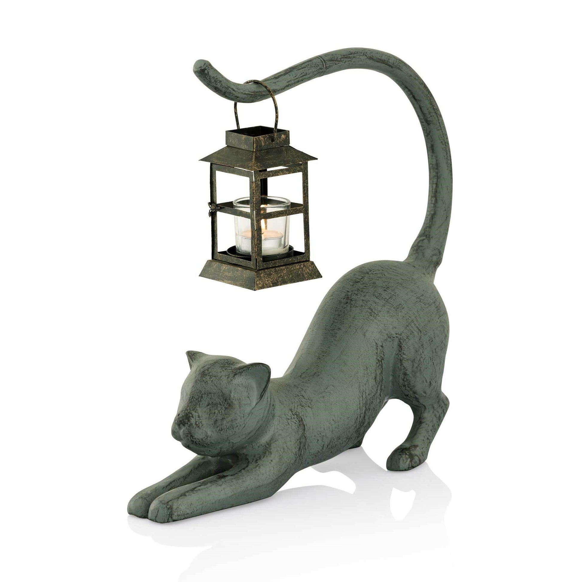 Stretching Cat  Garden Lantern By SPI Home | Lanterns | Modishstore