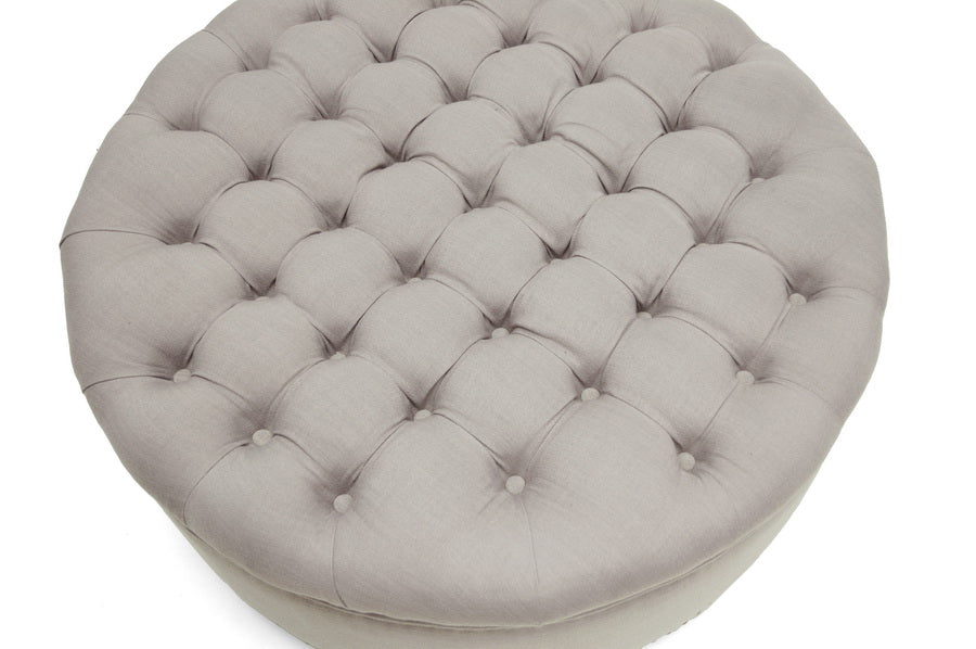 Baxton Studio Iglehart Beige Linen Modern Tufted Ottoman | Ottomans | Modishstore - 3
