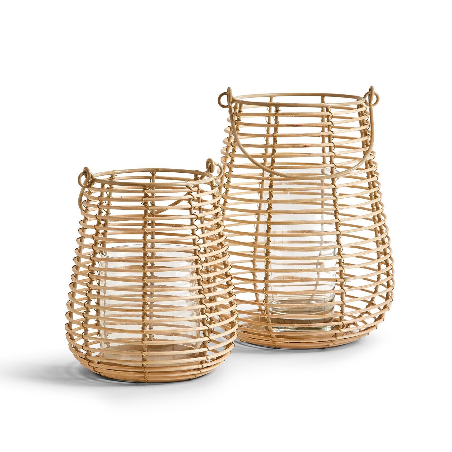 Horizontal Cane Weave Set Of 4 Lanterns By Two's Company | Lanterns | Modishstore - 4