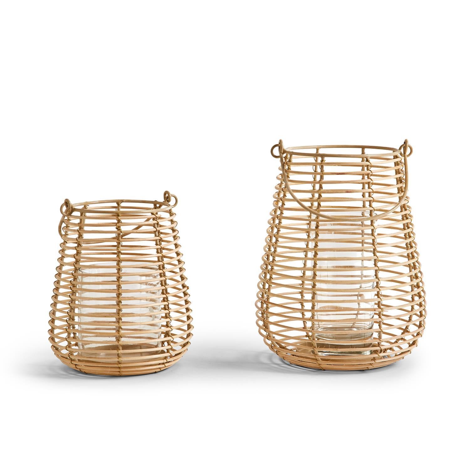 Horizontal Cane Weave Set Of 4 Lanterns By Two's Company | Lanterns | Modishstore - 2