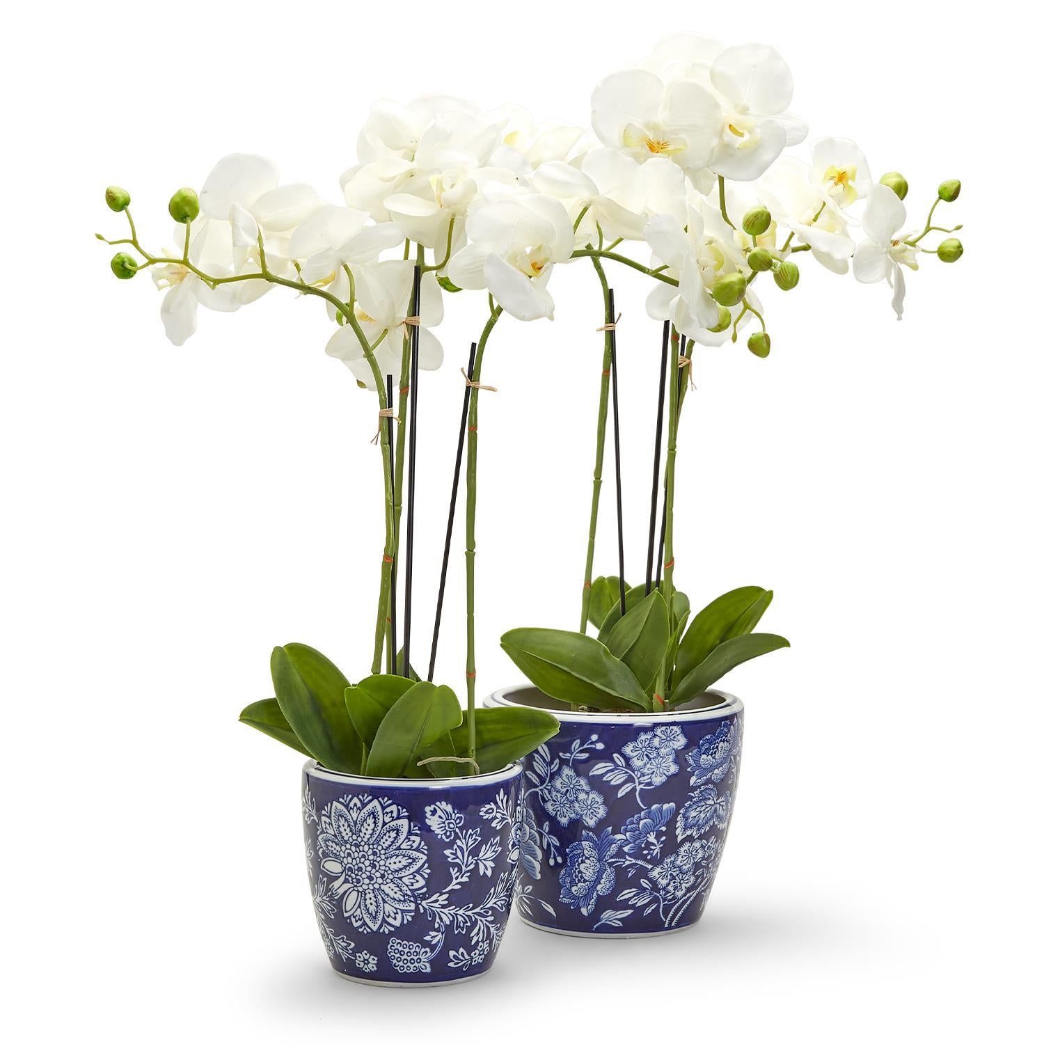 Blue and White Hand Painted Planter Set Of 4 By Two's Company | Planters, Troughs & Cachepots | Modishstore
