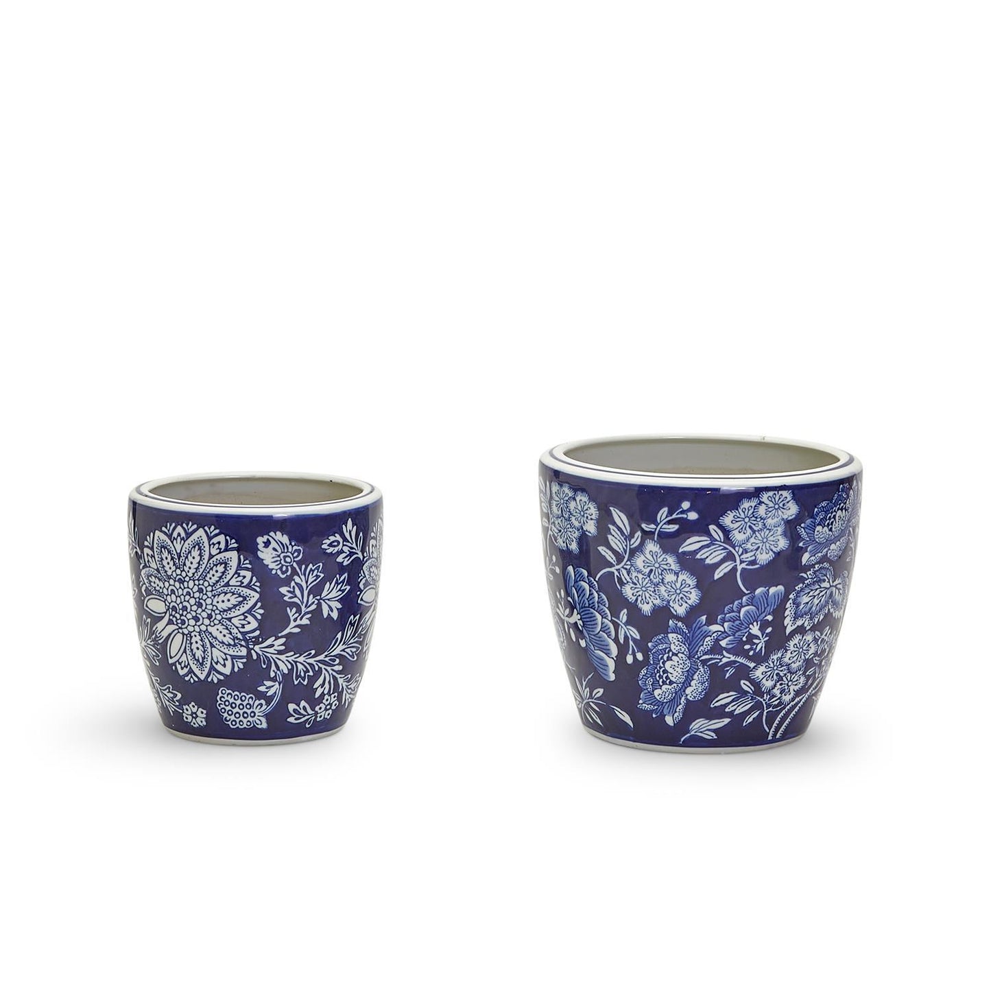 Blue and White Hand Painted Planter Set Of 4 By Two's Company | Planters, Troughs & Cachepots | Modishstore - 2