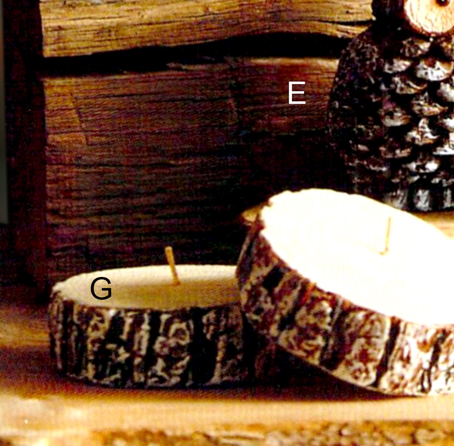 Roost Owl Pine Cone & Log Slice Candles-8