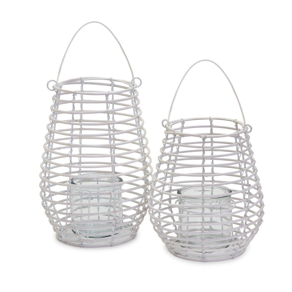White Wire Lanterns Set Of 2 By Two's Company | Lanterns | Modishstore - 2