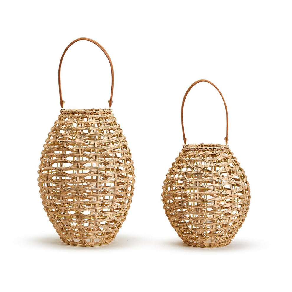Oval Rattan Lantern Incl 2 Sizes Set Of 2 By Two's Company | Lanterns | Modishstore