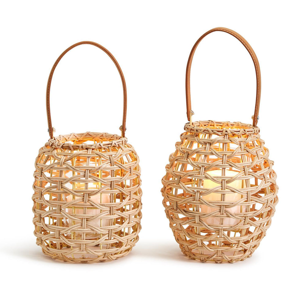 Small Rattan Lantern Asst 2 Shapes By Two's Company | Lanterns | Modishstore - 2