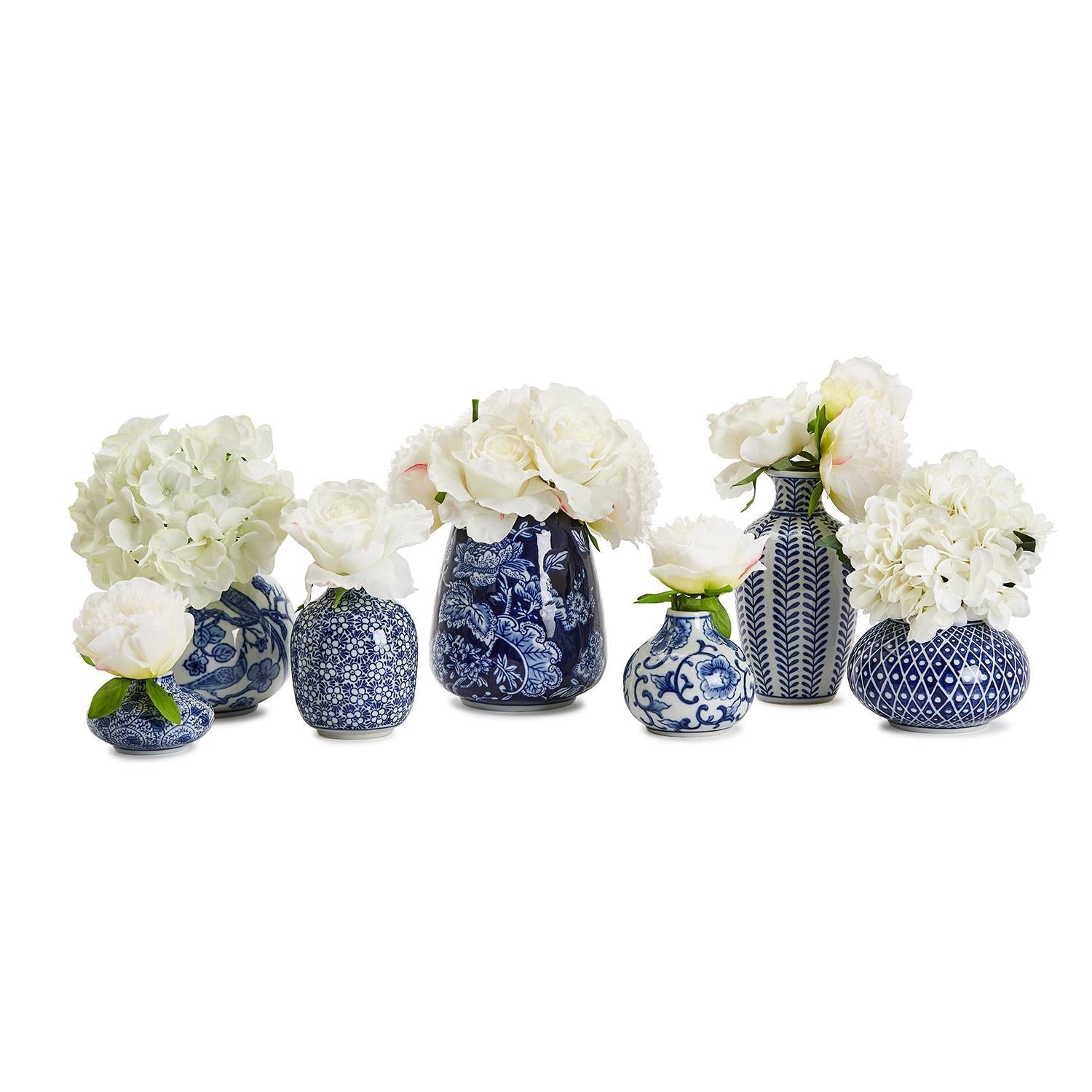 Blue & White S/7 Vase By Tozai Home | Vases | Modishstore - 4