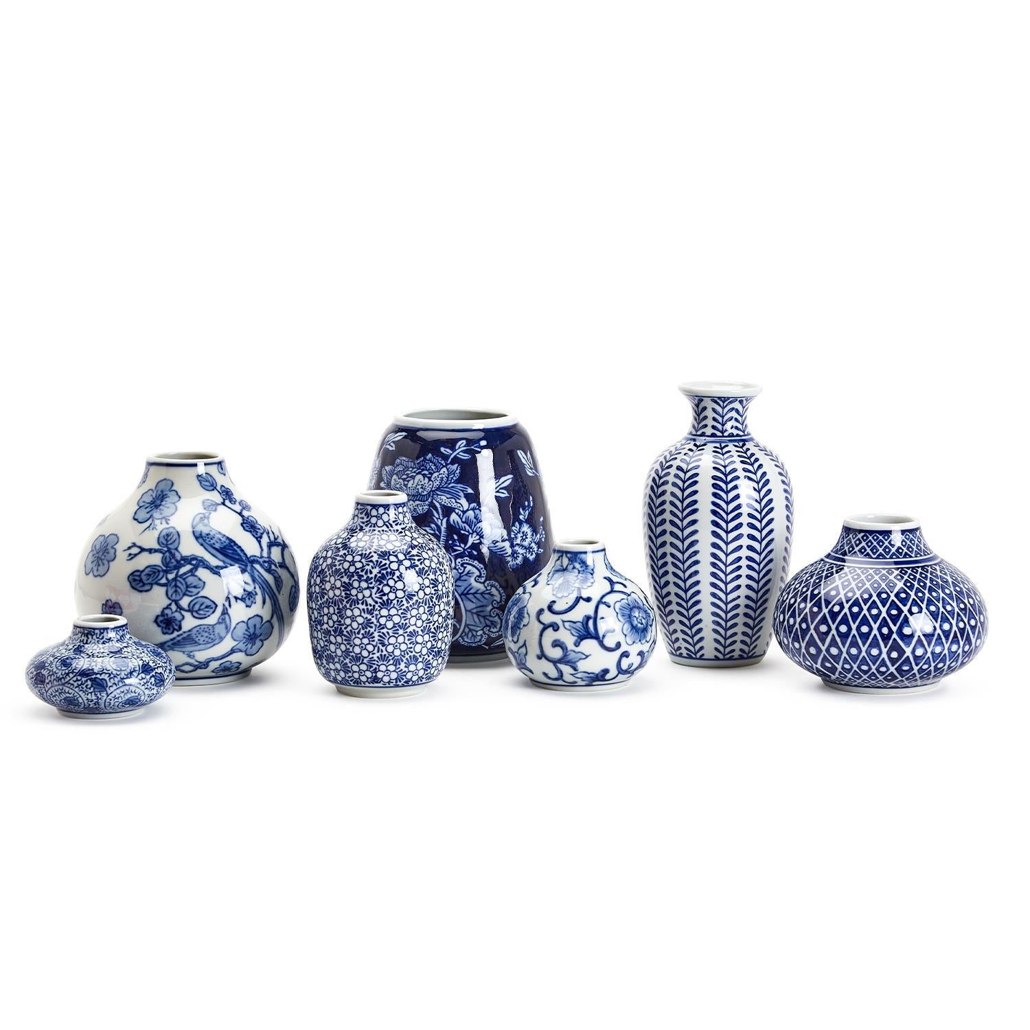 Blue & White S/7 Vase By Tozai Home | Vases | Modishstore - 3