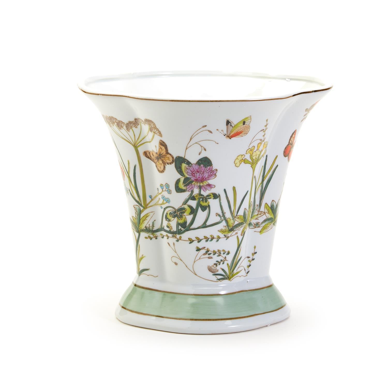 Butterfly Garden Flared Vase / Cachepot By Two's Company | Planters, Troughs & Cachepots | Modishstore - 3