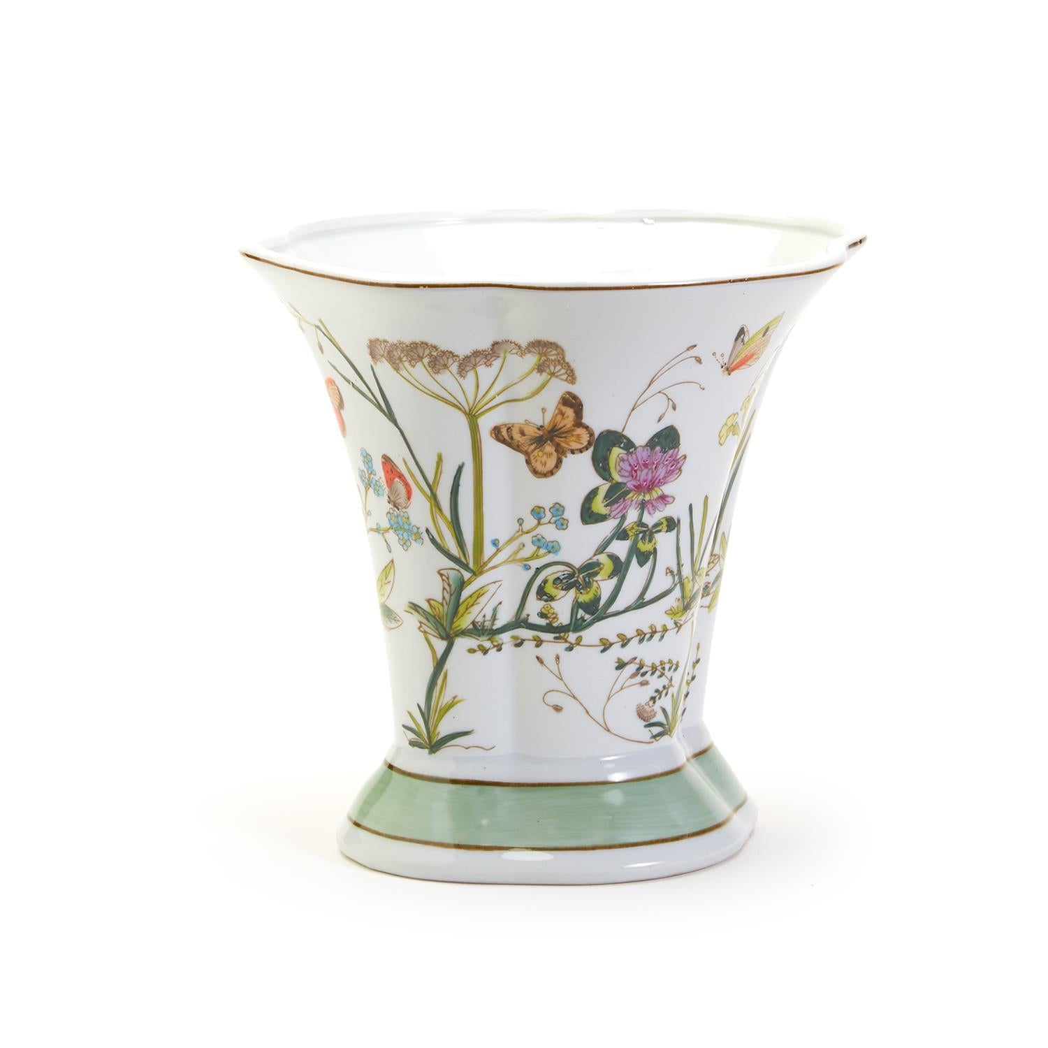 Butterfly Garden Flared Vase / Cachepot By Two's Company | Planters, Troughs & Cachepots | Modishstore - 2