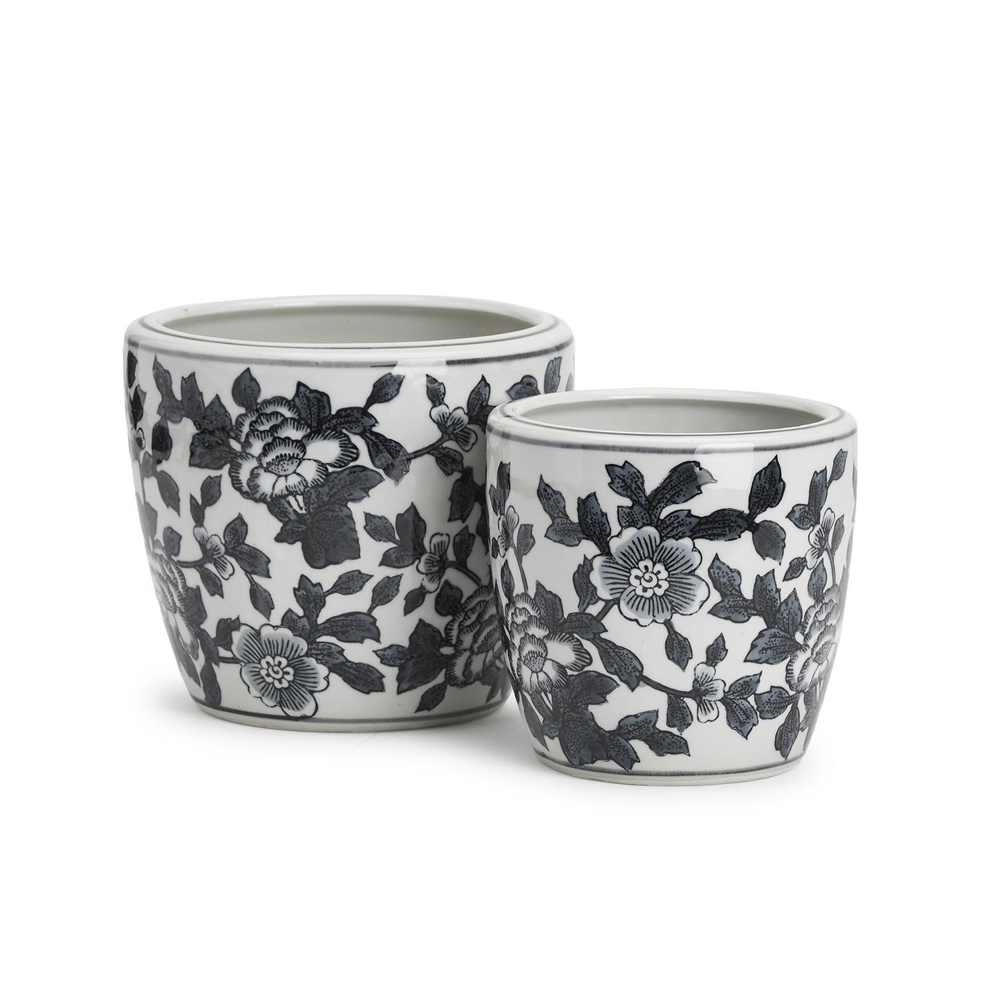 Black and White Set of 4 Hand-Painted Cachepot / Planter / Vase By Two's Company | Planters, Troughs & Cachepots | Modishstore - 4
