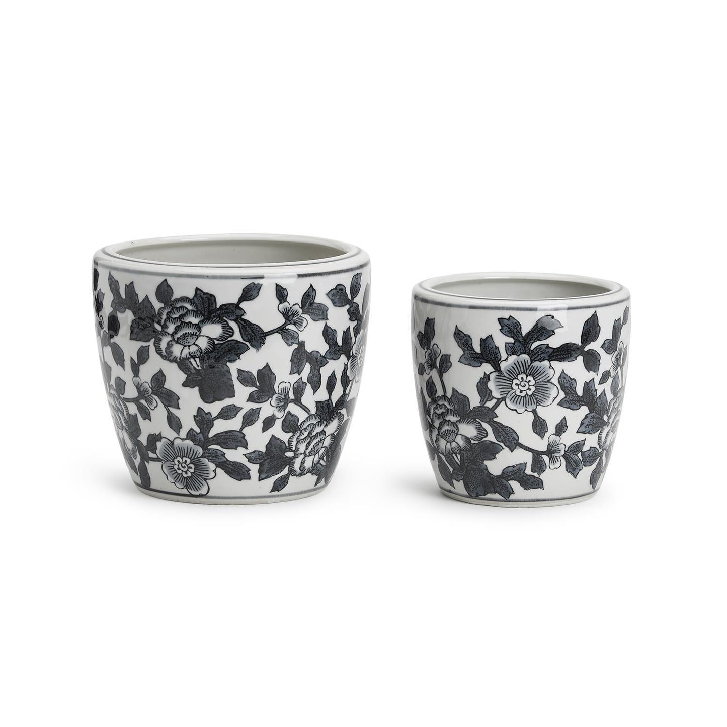 Black and White Set of 4 Hand-Painted Cachepot / Planter / Vase By Two's Company | Planters, Troughs & Cachepots | Modishstore - 3
