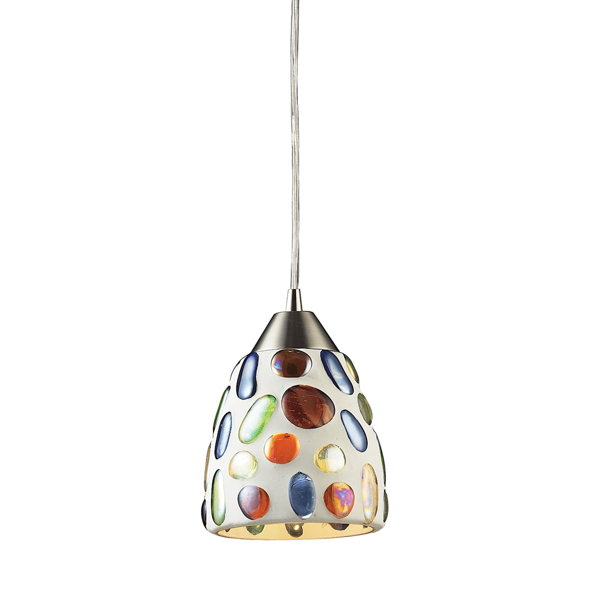 Gemstone 1-Light Mini Pendant in Satin Nickel with Sculpted Multi-color Glass ELK Lighting | Pendant Lamps | Modishstore