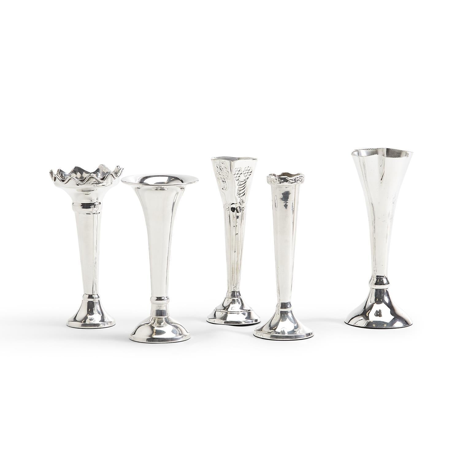 Bagatelles Set of 5 Single Stem Vases - Silver-Plated Brass | Vases | Modishstore - 2