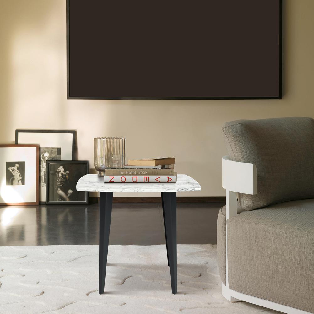 Soro 24" Square Italian Carrara White Marble Side Table with Metal Legs By The Bianco Collection | Side Tables | Modishstore - 1