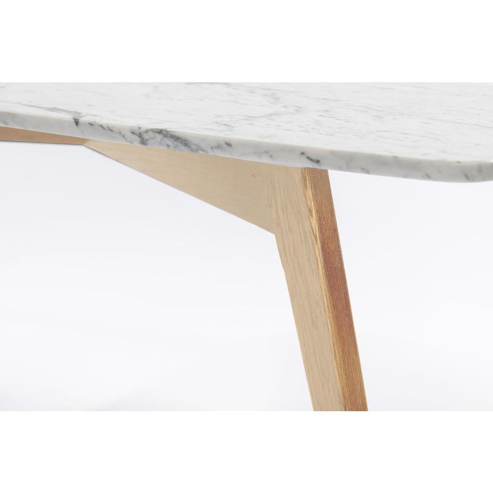 Vezzana 31" Square Italian Carrara White Marble Coffee Table with Oak Legs By The Bianco Collection | Coffee Tables | Modishstore - 4