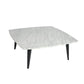 Prata 36" Square Italian Carrara White Marble Coffee Table with Metal Legs By The Bianco Collection