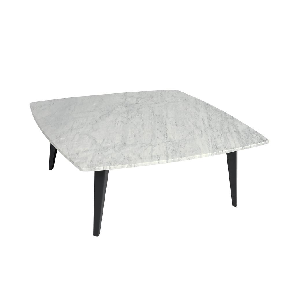 Prata 36" Square Italian Carrara White Marble Coffee Table with Metal Legs By The Bianco Collection | Coffee Tables | Modishstore - 3