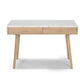 Viola 44" Rectangular Italian Carrara White Marble Writing Desk with Oak Legs By The Bianco Collection