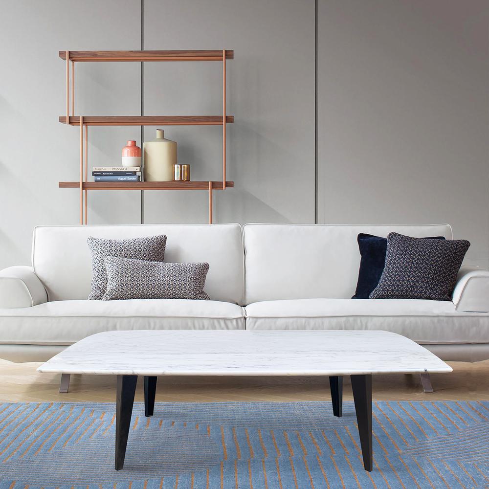 Prata 36" Square Italian Carrara White Marble Coffee Table with Metal Legs By The Bianco Collection | Coffee Tables | Modishstore - 1
