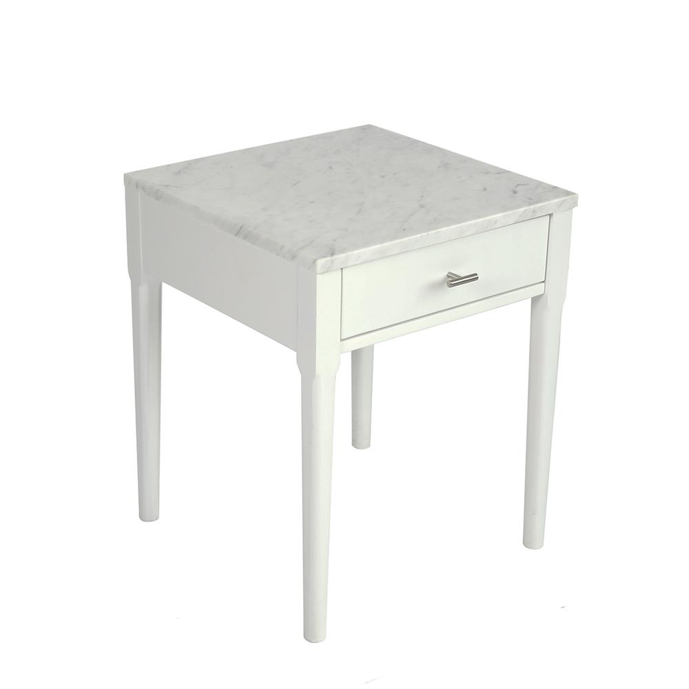 Alto 18" Square Italian Carrara White Marble Side Table with White Legs By The Bianco Collection | Side Tables | Modishstore - 5