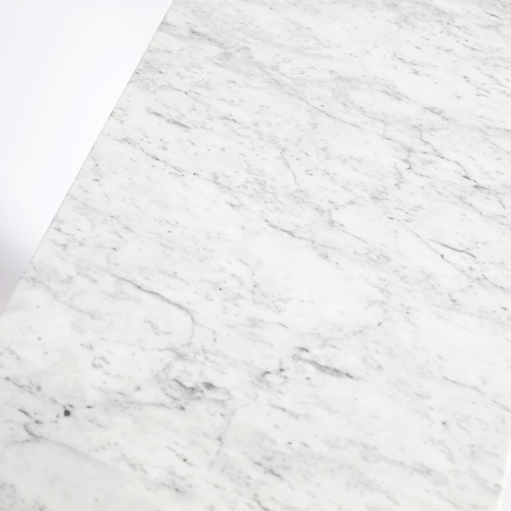 Agatha 39" Rectangular Italian Carrara White Marble Console Table with white color solid wood Legs By The Bianco Collection | Console Tables | Modishstore - 4