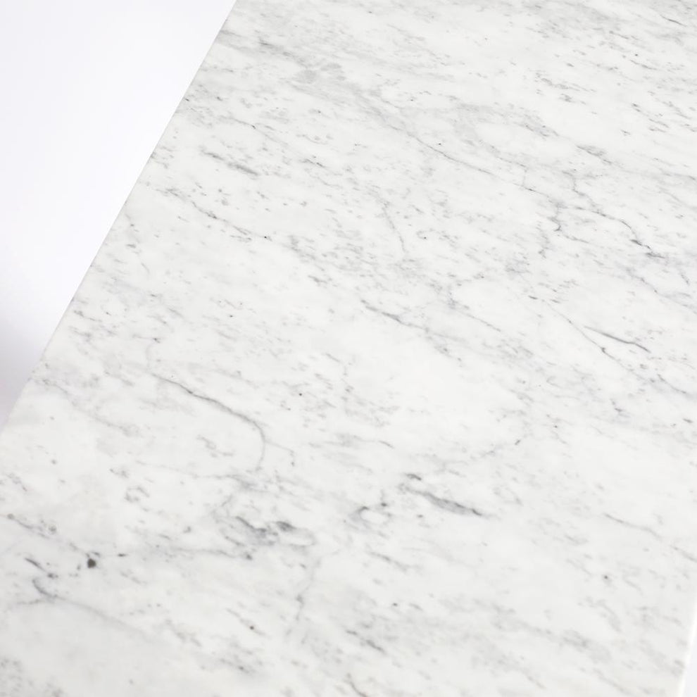 Agatha 39" Rectangular Italian Carrara White Marble Console Table with white color solid wood Legs By The Bianco Collection | Console Tables | Modishstore - 4