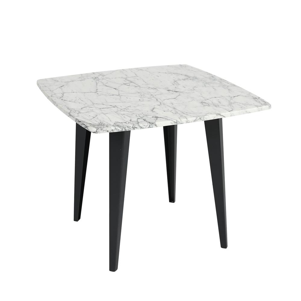 Soro 24" Square Italian Carrara White Marble Side Table with Metal Legs By The Bianco Collection | Side Tables | Modishstore - 3