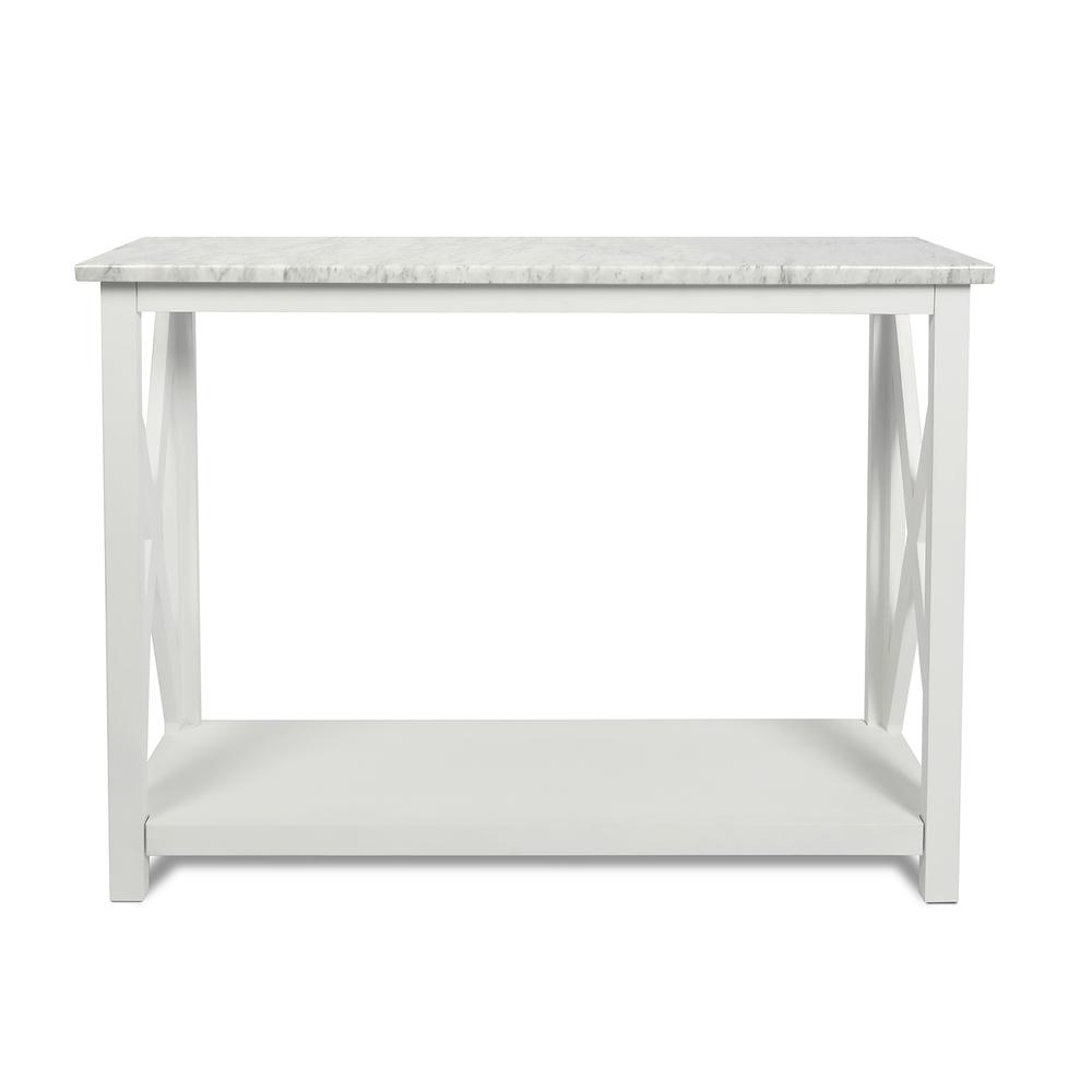 Agatha 39" Rectangular Italian Carrara White Marble Console Table with white color solid wood Legs By The Bianco Collection | Console Tables | Modishstore - 7
