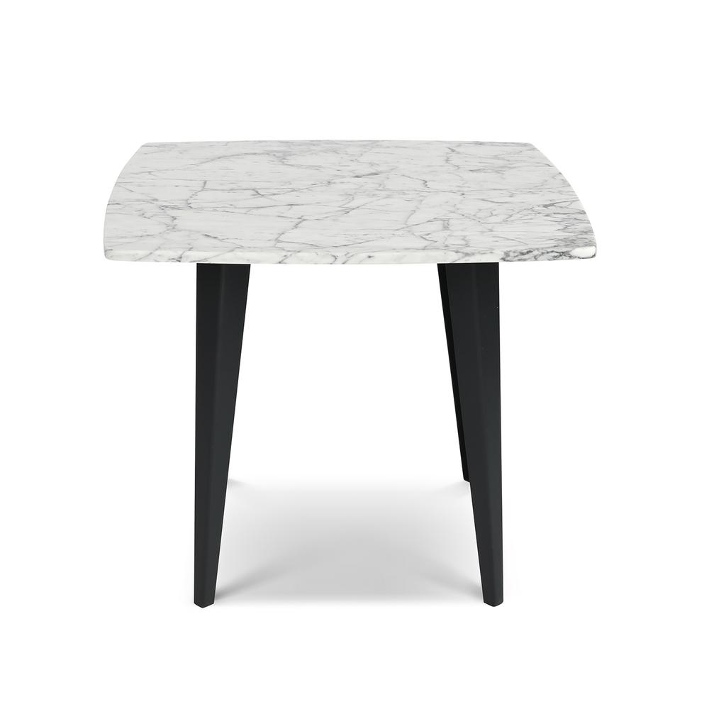 Soro 24" Square Italian Carrara White Marble Side Table with Metal Legs By The Bianco Collection