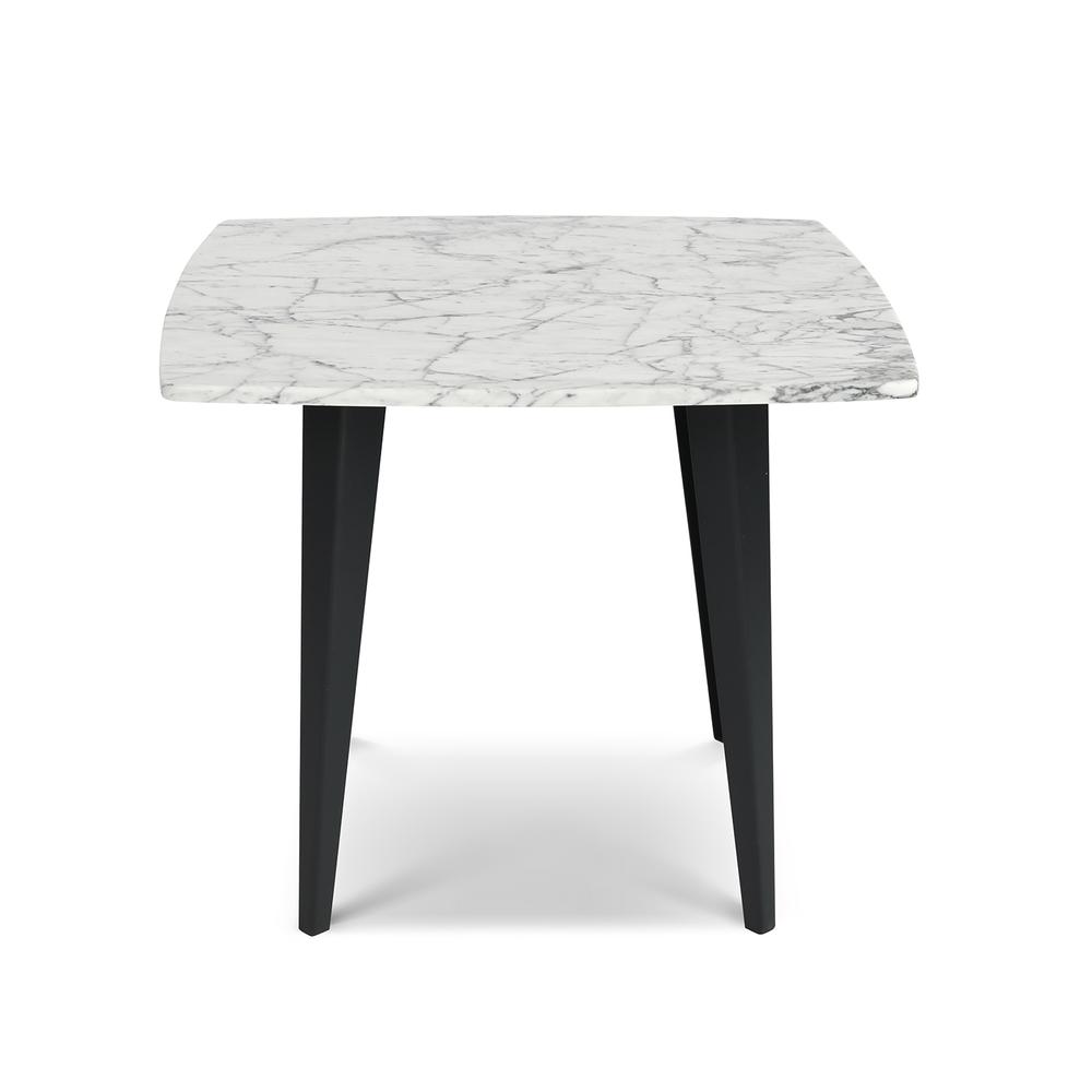 Soro 24" Square Italian Carrara White Marble Side Table with Metal Legs By The Bianco Collection | Side Tables | Modishstore - 2