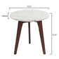 Cherie 15" Round Italian Carrara White Marble Side Table with Walnut Legs By The Bianco Collection