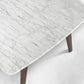 Cassoro 24" Square Italian Carrara White Marble Side Table with Walnut Shelf By The Bianco Collection | Side Tables | Modishstore - 3