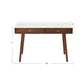 Viola 44" Rectangular White Marble Writing Desk with Walnut Legs, TBC-4103-PT1836-WHT By The Bianco Collection