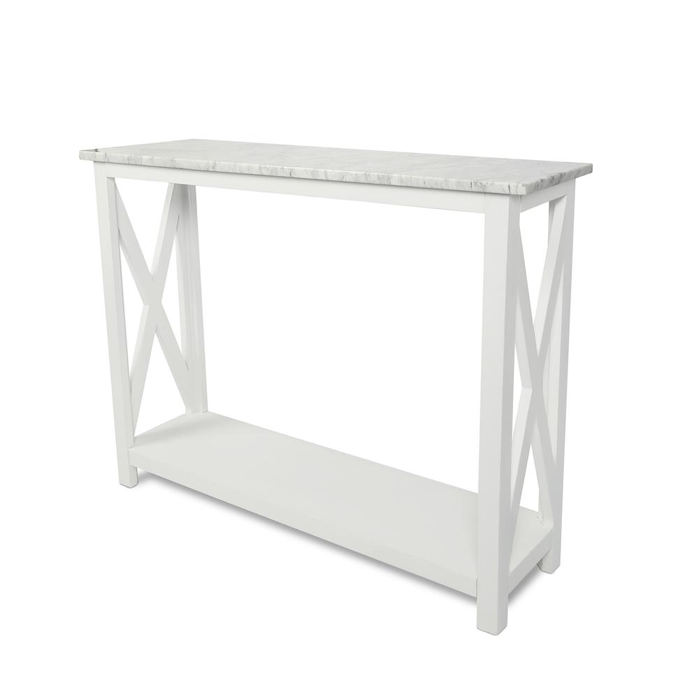 Agatha 39" Rectangular Italian Carrara White Marble Console Table with white color solid wood Legs By The Bianco Collection | Console Tables | Modishstore - 6