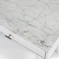 Viola 44" Rectangular White Marble Writing Desk with White Legs, TBC-4103-PT1730-WHT By The Bianco Collection | Desks | Modishstore - 5