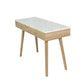 Viola 44" Rectangular Italian Carrara White Marble Writing Desk with Oak Legs By The Bianco Collection
