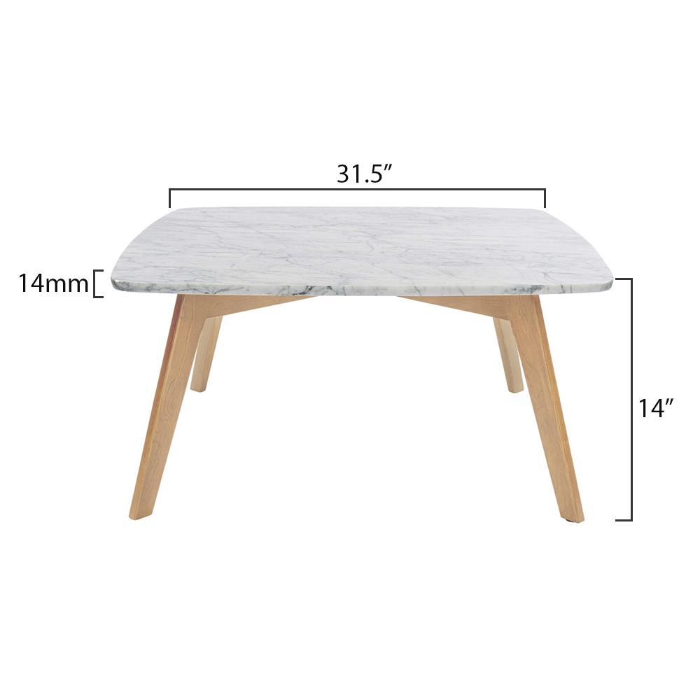 Vezzana 31" Square Italian Carrara White Marble Coffee Table with Oak Legs By The Bianco Collection | Coffee Tables | Modishstore - 3