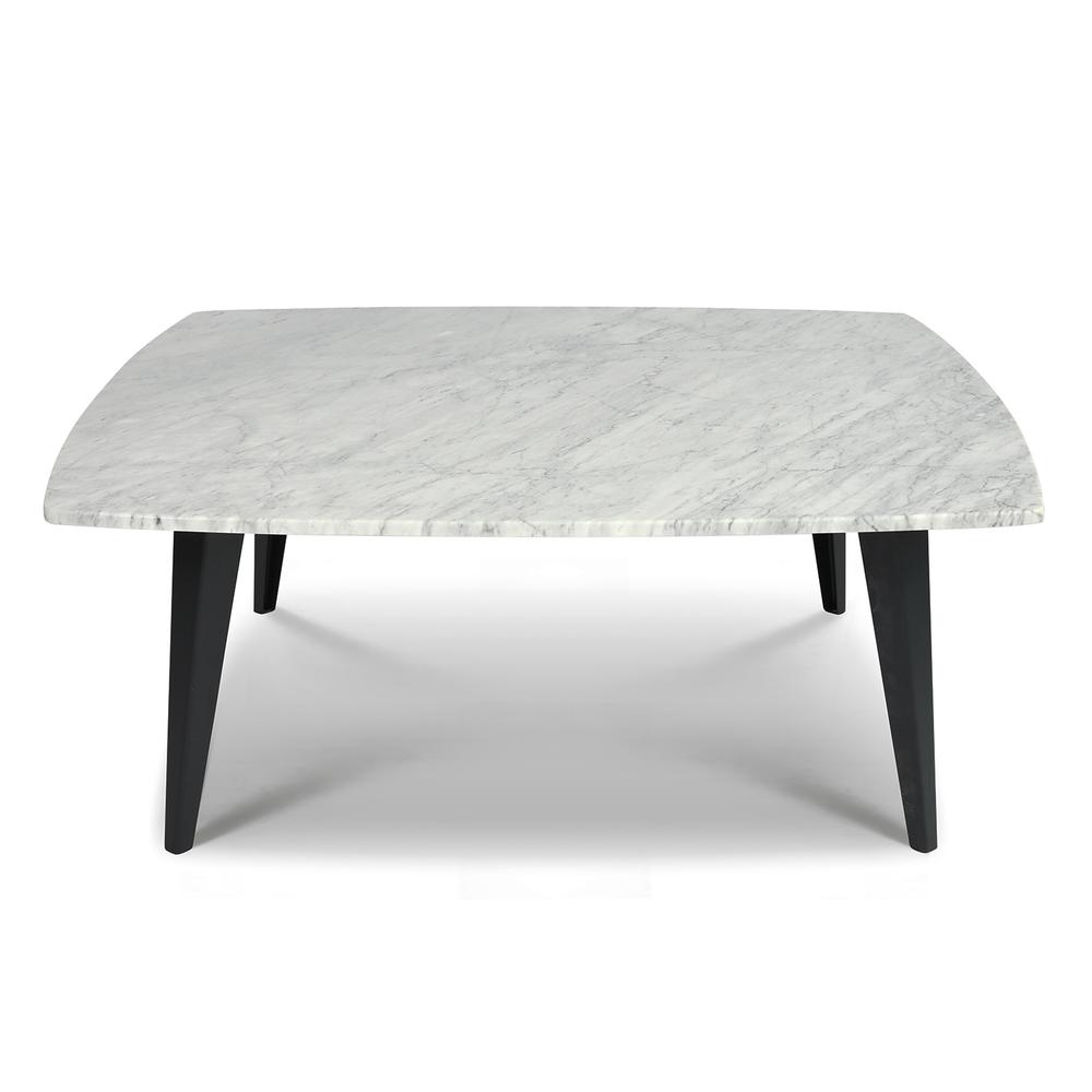 Prata 36" Square Italian Carrara White Marble Coffee Table with Metal Legs By The Bianco Collection | Coffee Tables | Modishstore - 2