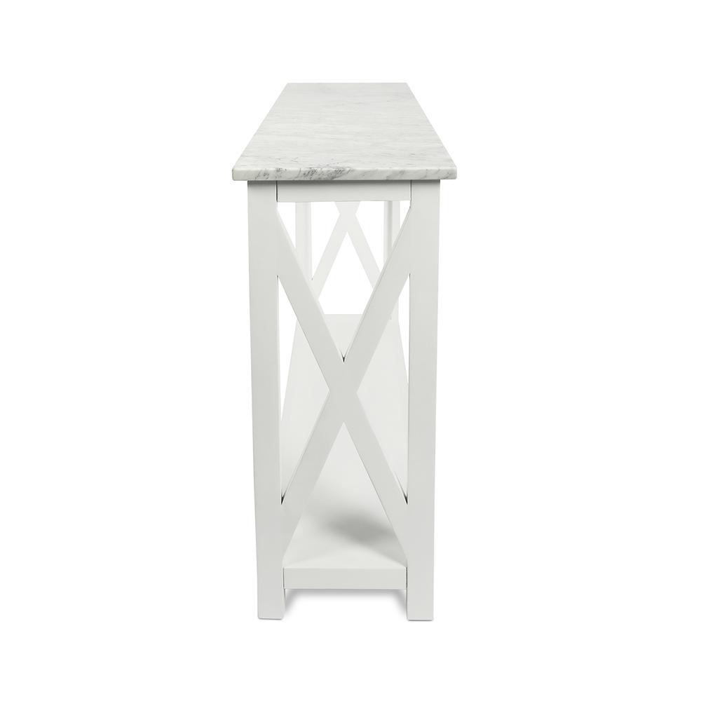 Agatha 39" Rectangular Italian Carrara White Marble Console Table with white color solid wood Legs By The Bianco Collection | Console Tables | Modishstore - 5