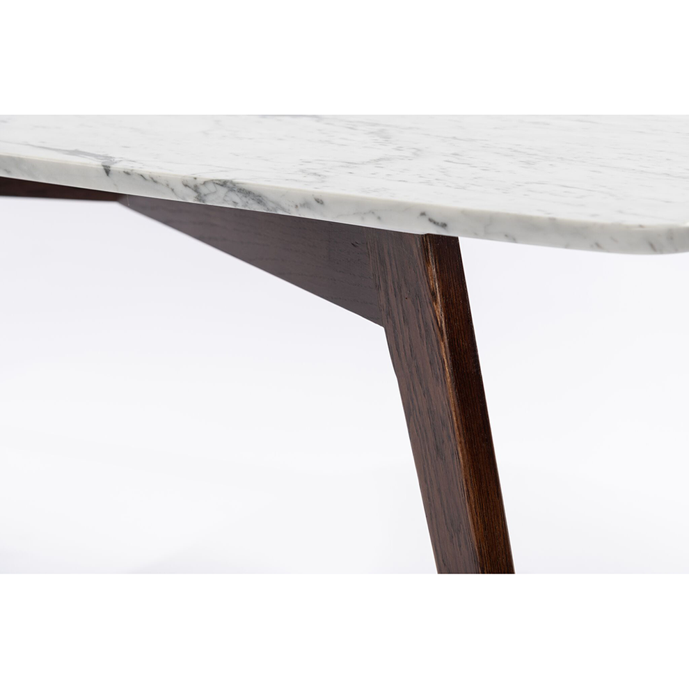 Vezzana 31" Square Italian Carrara White Marble Coffee Table with Walnut Legs By The Bianco Collection | Coffee Tables | Modishstore - 4