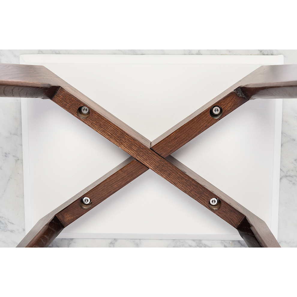 Vezzana 31" Square Italian Carrara White Marble Coffee Table with Walnut Legs By The Bianco Collection | Coffee Tables | Modishstore - 7