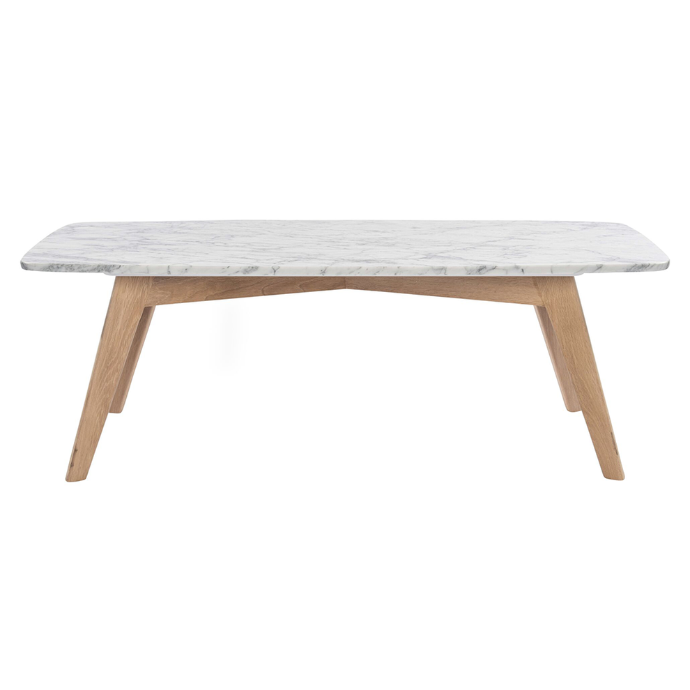 Faura 18" x 43.5" Rectangular Italian Black Marble Coffee Table with Walnut Legs By The Bianco Collection | Coffee Tables | Modishstore - 2