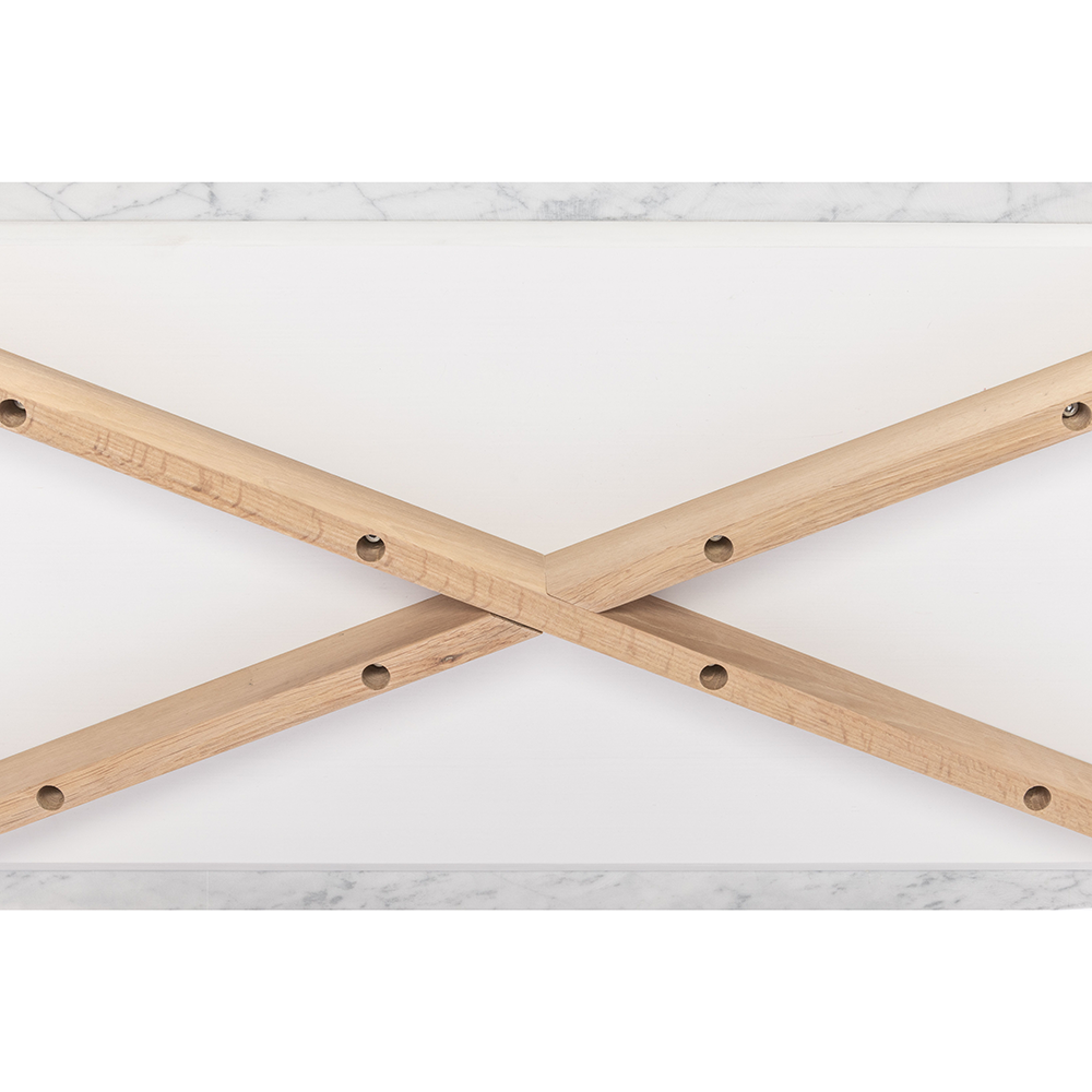 Faura 18" x 43.5" Rectangular Italian Black Marble Coffee Table with Walnut Legs By The Bianco Collection | Coffee Tables | Modishstore - 4