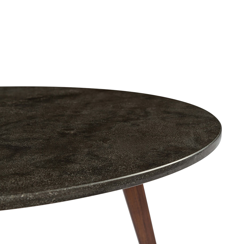 Stella 31" Round Italian Black Marble Coffee Table with Walnut Legs By The Bianco Collection | Coffee Tables | Modishstore - 6