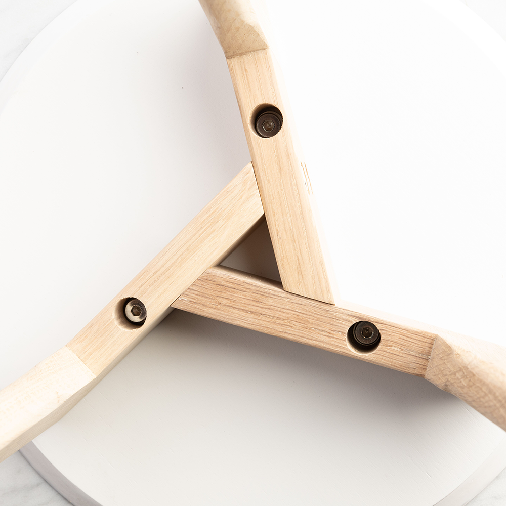 Cherie 15" Round Italian Carrara White Marble Side Table with Oak Legs By The Bianco Collection | Side Tables | Modishstore - 5